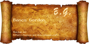 Bencs Gordon névjegykártya